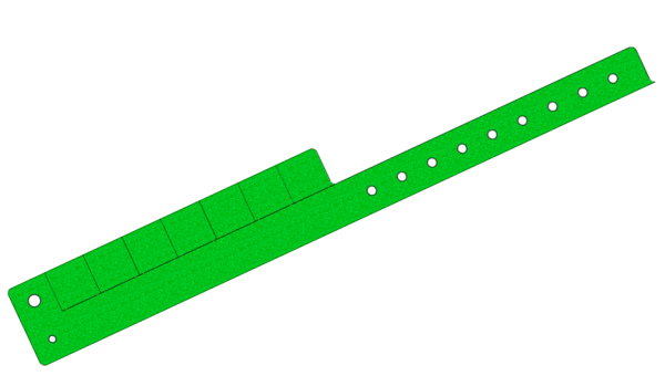 Custom Printed Green Glitter L Shaped 7 Tabs Vinyl Wristbands