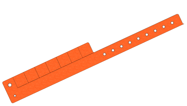 Custom Printed Orange Glitter L Shaped 7 Tabs Vinyl Wristbands