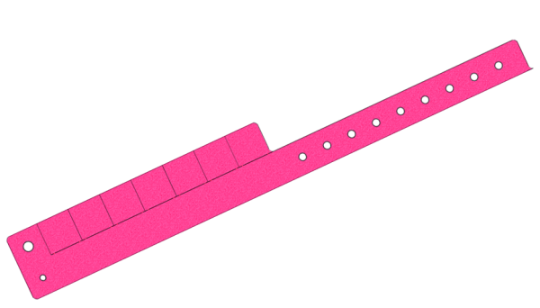 Custom Printed Pink Glitter L Shaped 7 Tabs Vinyl Wristbands