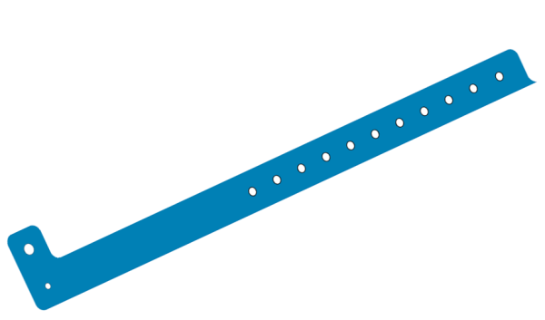 Plain Mid Blue L Shaped 19mm Vinyl Wristbands