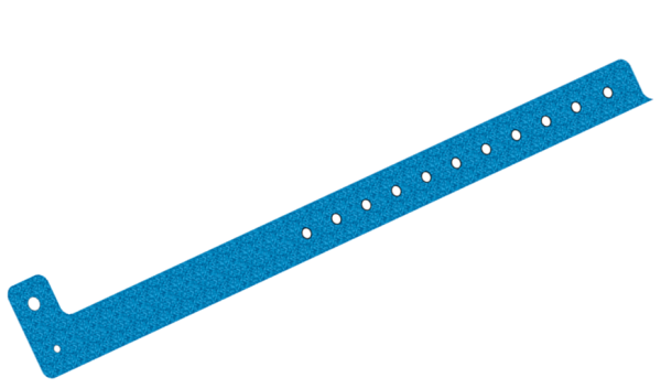 Plain Mid Blue Glitter L Shaped 19mm Vinyl Wristbands