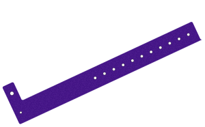 Custom Printed Purple Glitter L Shaped 25mm Vinyl Wristbands