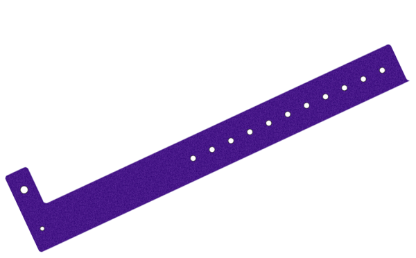 Custom Printed Purple Glitter L Shaped 25mm Vinyl Wristbands