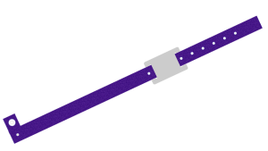 Custom Printed Purple Glitter L Shaped PVC Colour Tag Vinyl Wristbands
