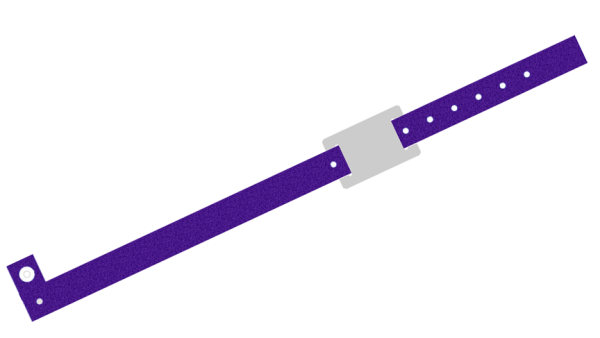 Custom Printed Purple Glitter L Shaped PVC Colour Tag Vinyl Wristbands