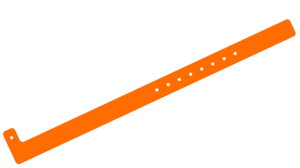 Custom Printed Orange L Shaped 16mm Vinyl Wristbands