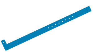 Custom Printed Mid Blue L Shaped 16mm Vinyl Wristbands