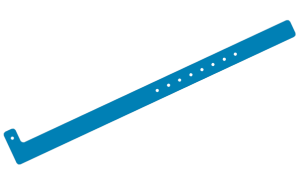 Custom Printed Mid Blue L Shaped 16mm Vinyl Wristbands