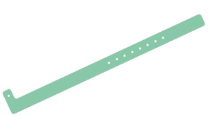Custom Printed Aqua L Shaped 16mm Vinyl Wristbands