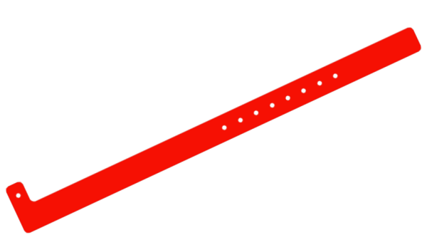 Plain Red L Shaped 16mm Vinyl Wristbands