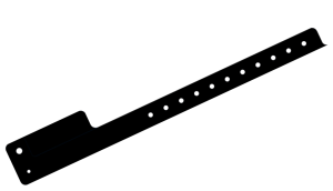 200 Custom Printed Black L Shaped 1 Tab Vinyl Wristbands