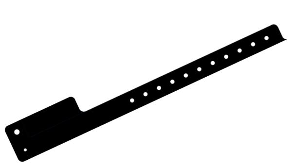 200 Custom Printed Black L Shaped 1 Tab Vinyl Wristbands