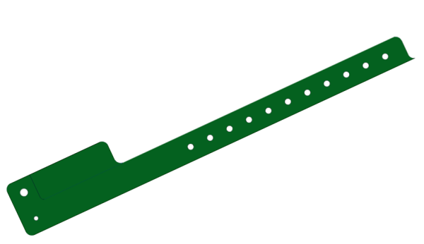 1000 Custom Printed Dark Green L Shaped 1 Tab Vinyl Wristbands