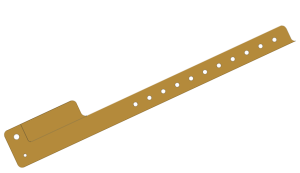 200 Custom Printed Gold L Shaped 1 Tab Vinyl Wristbands