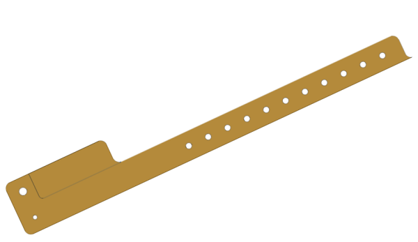 200 Custom Printed Gold L Shaped 1 Tab Vinyl Wristbands