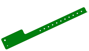 200 Plain Green L Shaped 1 Tab Vinyl Wristbands