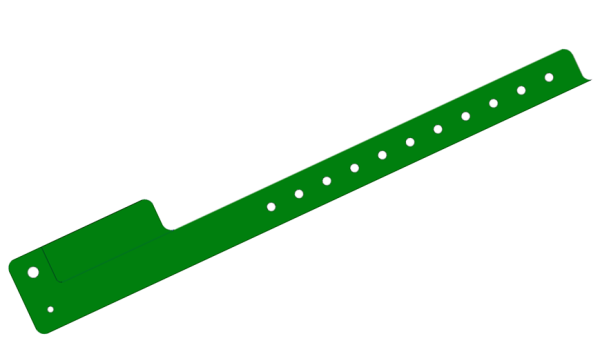200 Plain Green L Shaped 1 Tab Vinyl Wristbands
