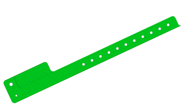 100 Custom Printed Green Glitter L Shaped 1 Tab Vinyl Wristbands