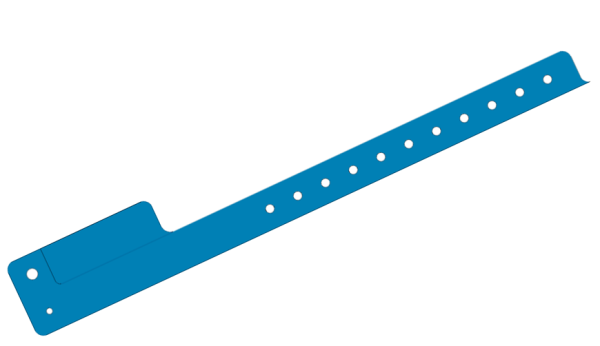 200 Plain Mid Blue L Shaped 1 Tab Vinyl Wristbands