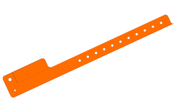 200 Custom Printed Orange L Shaped 1 Tab Vinyl Wristbands
