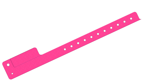 200 Plain Pink Glitter L Shaped 1 Tab Vinyl Wristbands