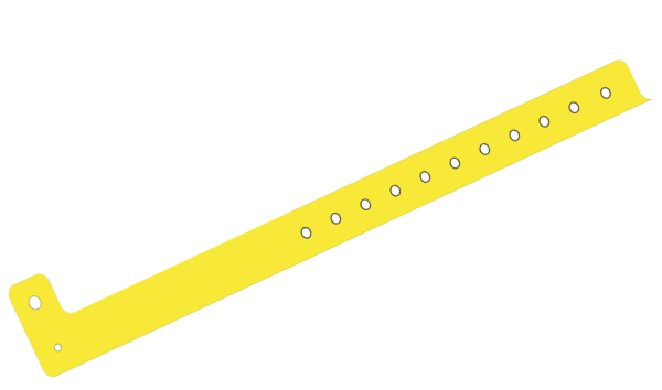 1000 Custom Printed Yellow L Shaped 19mm Vinyl Wristbands