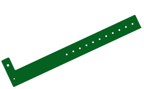 5000 Custom Printed Dark Green L Shaped 25mm Vinyl Wristbands