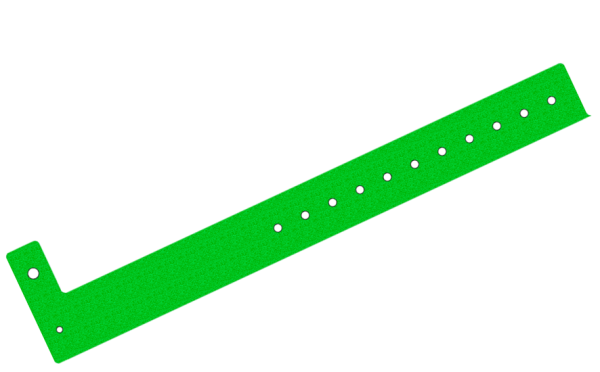 200 Custom Printed Green Glitter L Shaped 25mm Vinyl Wristbands