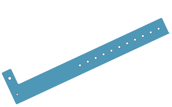 500 Plain Light Blue L Shaped 25mm Vinyl Wristbands