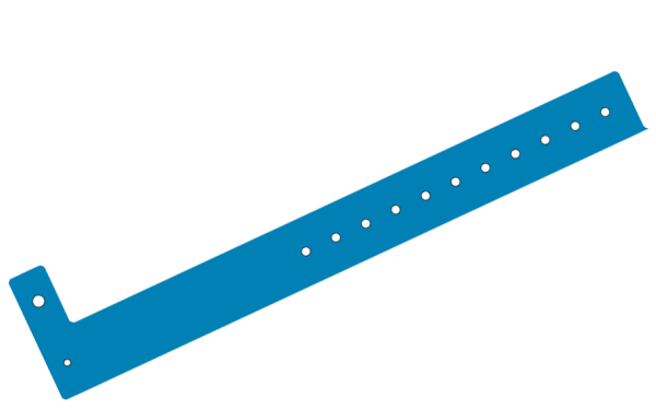 200 Plain Mid Blue L Shaped 25mm Vinyl Wristbands