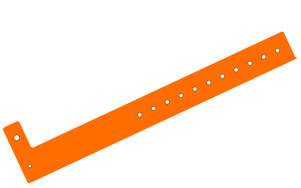 100 Custom Printed Orange L Shaped 25mm Vinyl Wristbands