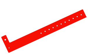 200 Custom Printed Red L Shaped 25mm Vinyl Wristbands