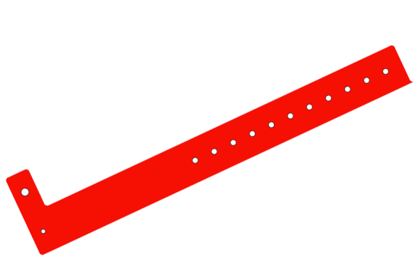 200 Custom Printed Red L Shaped 25mm Vinyl Wristbands