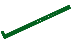 200 Custom Printed Dark Green L Shaped 16mm Vinyl Wristbands