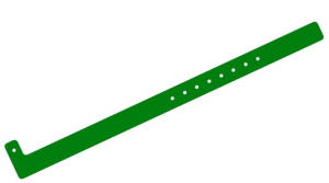 100 Custom Printed Green L Shaped 16mm Vinyl Wristbands