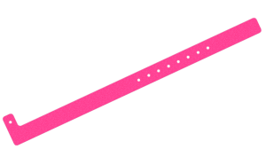 1000 Custom Printed Pink Glitter L Shaped 16mm Vinyl Wristbands