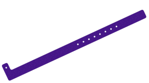200 Custom Printed Purple Glitter L Shaped 16mm Vinyl Wristbands