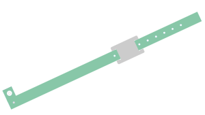 200 Custom Printed Aqua L Shaped with PVC Colour Tag Vinyl Wristbands