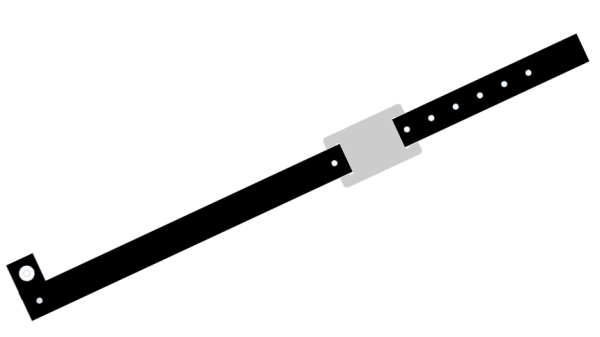 200 Custom Printed Black L Shaped with PVC Colour Tag Vinyl Wristbands