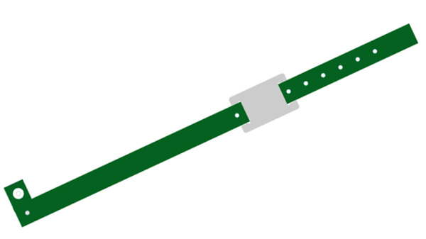 100 Custom Printed Dark Green L Shaped with PVC Colour Tag Vinyl Wristbands