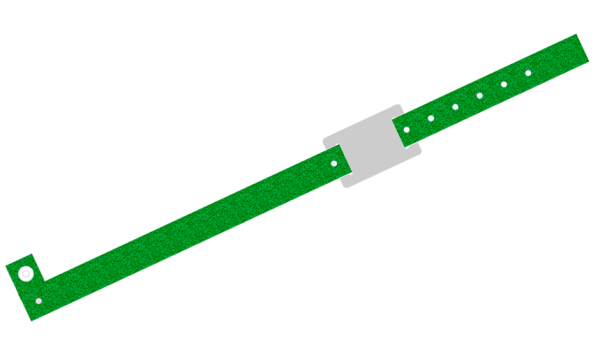 200 Custom Printed Dark Green Glitter L Shaped with PVC Colour Tag Vinyl Wristbands
