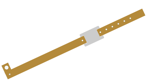 200 Custom Printed Gold L Shaped with PVC Colour Tag Vinyl Wristbands
