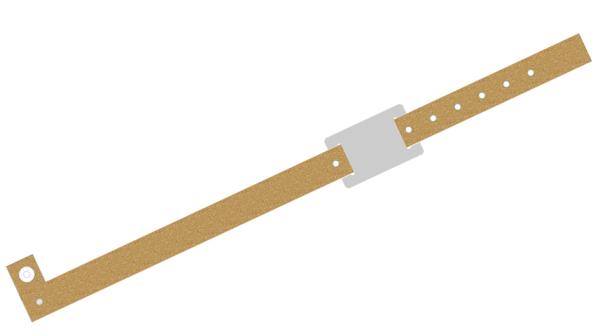 100 Custom Printed Gold Glitter L Shaped with PVC Colour Tag Vinyl Wristbands