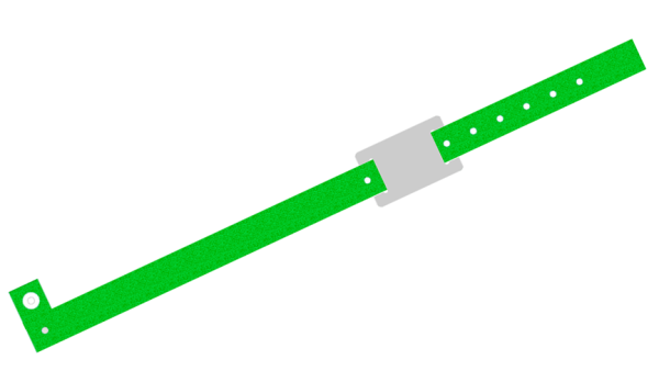 200 Custom Printed Green Glitter L Shaped with PVC Colour Tag Vinyl Wristbands