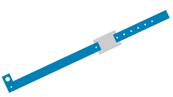 1000 Plain Mid Blue L Shaped with PVC Colour Tag Vinyl Wristbands