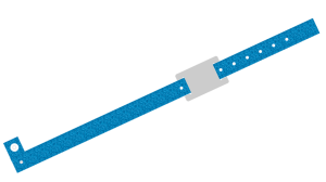 1000 Plain Mid Blue Glitter L Shaped with PVC Colour Tag Vinyl Wristbands