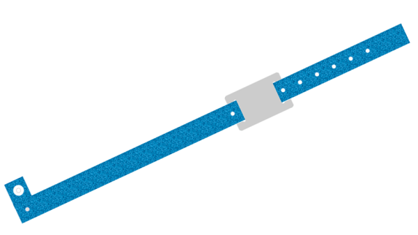 1000 Plain Mid Blue Glitter L Shaped with PVC Colour Tag Vinyl Wristbands