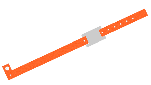 500 Custom Printed Orange Glitter L Shaped with PVC Colour Tag Vinyl Wristbands