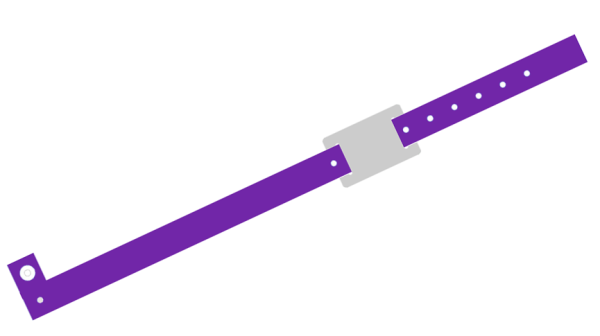 1000 Custom Printed Purple L Shaped with PVC Colour Tag Vinyl Wristbands