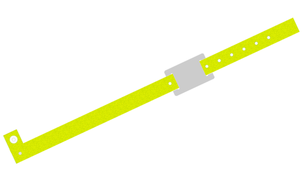 500 Plain Yellow Glitter L Shaped with PVC Colour Tag Vinyl Wristbands